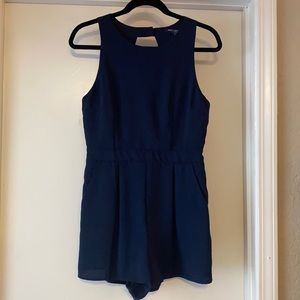 Navy Open-Back Romper